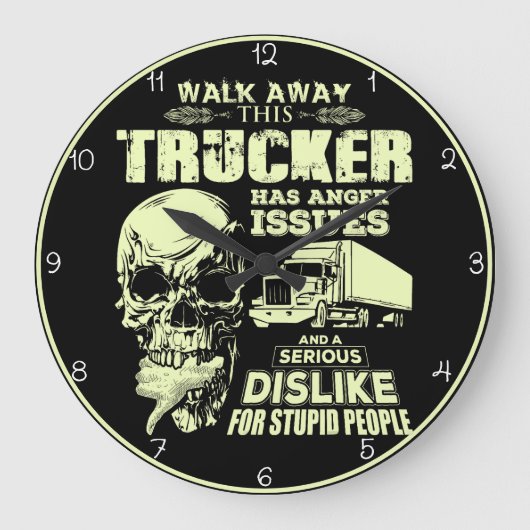 Trucker met woede problemen schedel grote klok (Voorkant)