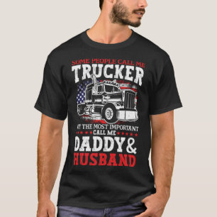 Trucker Papa En Man Vrachtwagen Rijden Truck Drive T-shirt