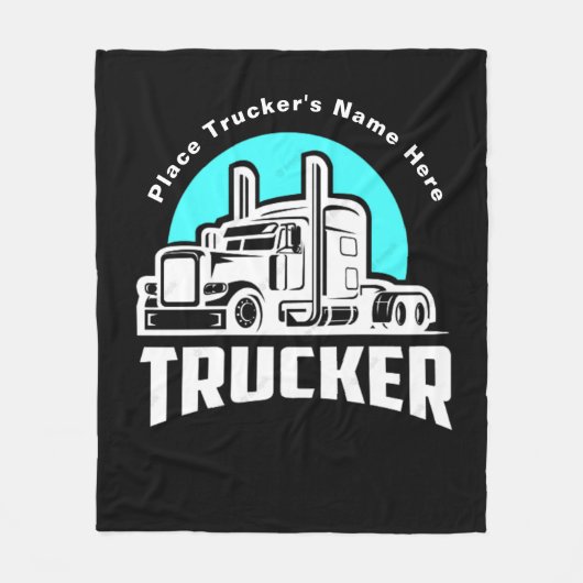 Trucker Personalized Gift Blanket Fleece Deken (Voorkant)