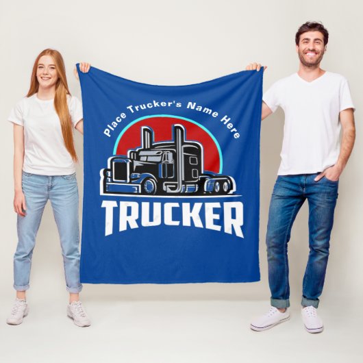 Trucker Personalized Gift Blanket Fleece Deken (In situ)