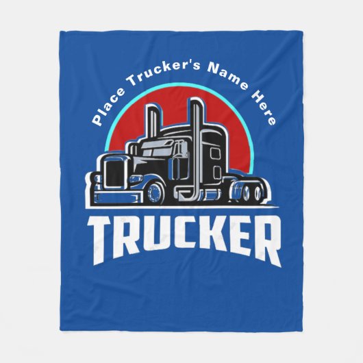 Trucker Personalized Gift Blanket Fleece Deken (Voorkant)