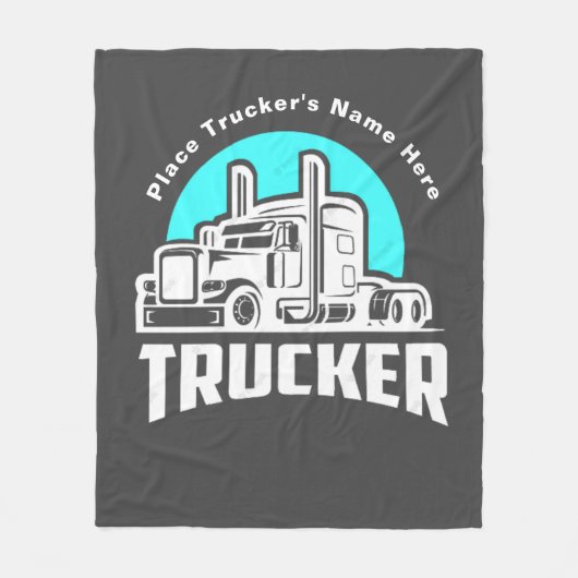 Trucker Personalized Gift Blanket Fleece Deken (Voorkant)