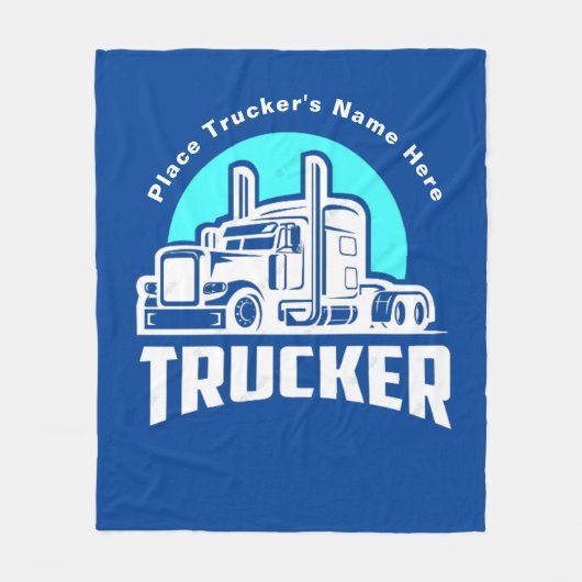 Trucker Personalized Gift Blanket Fleece Deken (Voorkant)