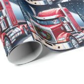 Trucker Santa 18 Wheeler Kerstmis Cadeaupapier (Rol Hoek)