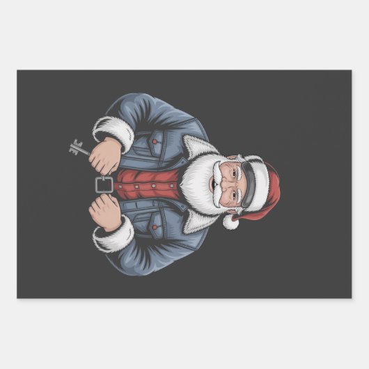 Trucker Santa Claus Funny Truck Rijden Kerstmis Inpakpapier Vel (Voorkant)