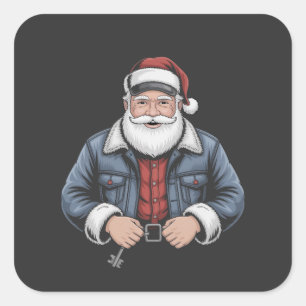 Trucker Santa Claus Funny Truck Rijden Kerstmis Vierkante Sticker