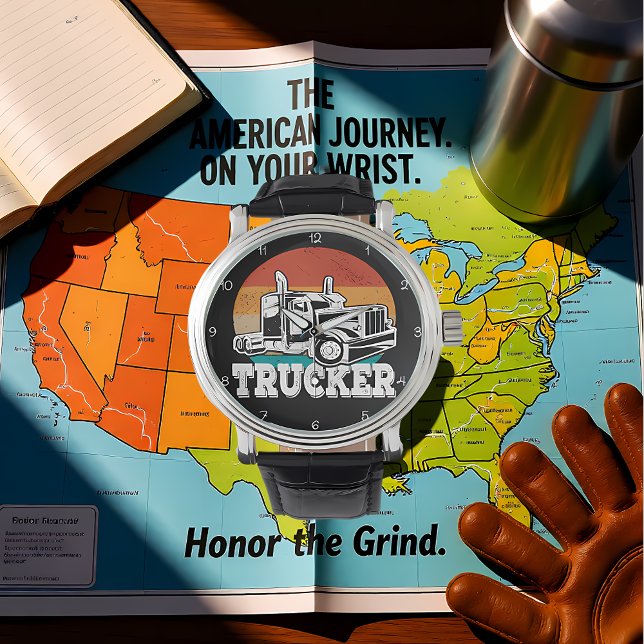 Trucker: Sunset Road, Teal Rand Horloge (Creator heeft geüpload)