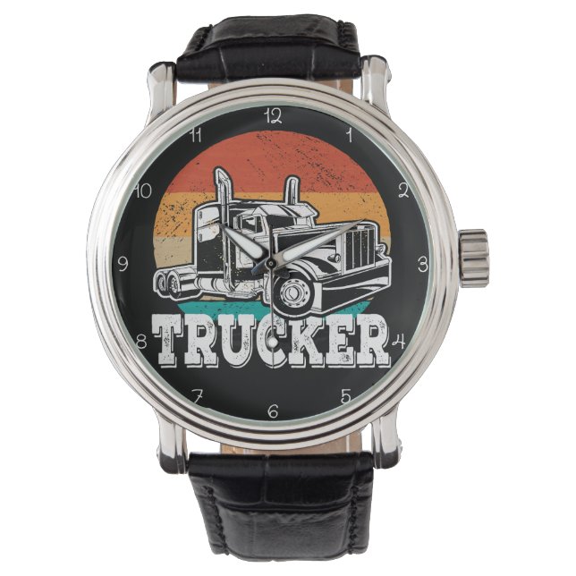Trucker: Sunset Road, Teal Rim Horloge (Voorkant)