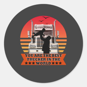 Trucker Vader Baby Love Road Familie Pride Design Ronde Sticker