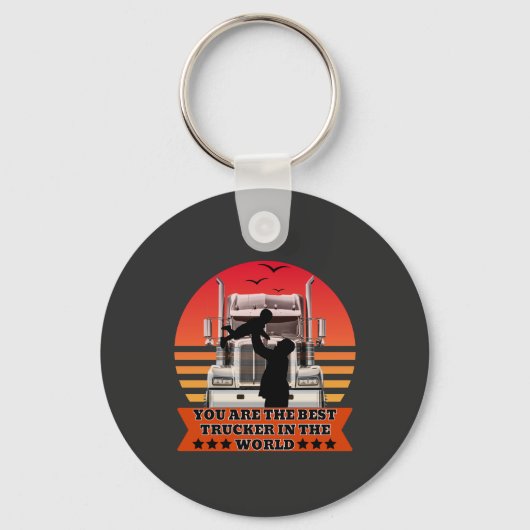 Trucker Vader Baby Love Road Familie Pride Design Sleutelhanger (Voorkant)