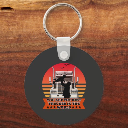 Trucker Vader Baby Love Road Familie Pride Design Sleutelhanger (Voorkant)