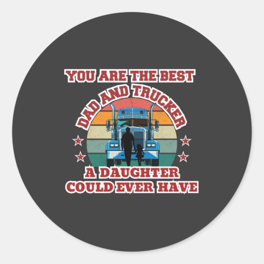 Trucker Vader Dochter Bond Road Familie Liefde Ronde Sticker (Voorkant)