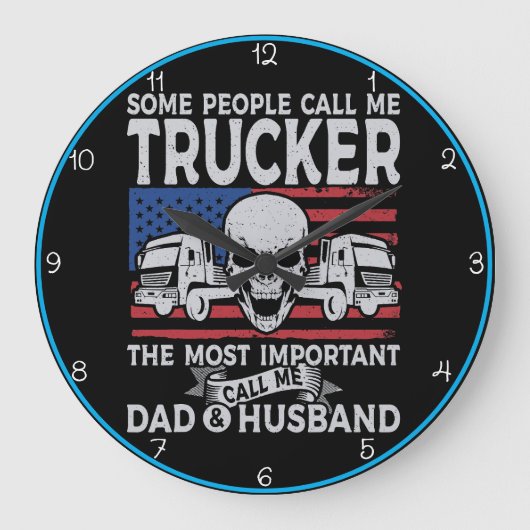Trucker, vader, echtgenoot, Amerikaanse schedel Grote Klok (Voorkant)