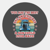 Trucker Vader Zoon Bond Road Family Love Design Ronde Sticker (Voorkant)