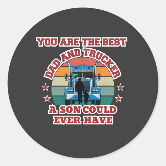 Trucker Vader Zoon Bond Road Family Love Design Ronde Sticker (Voorkant)