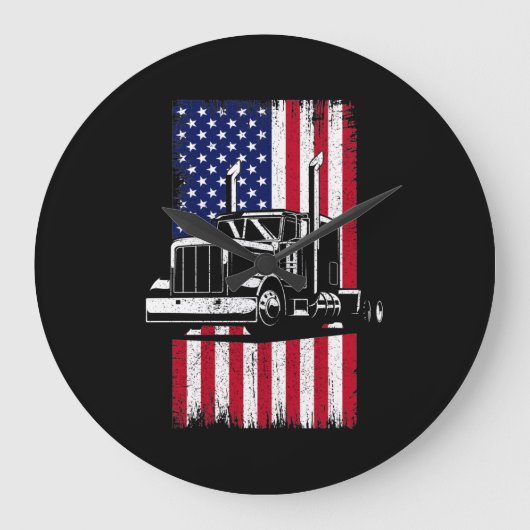 Trucker van Truck Driver American Flag Trucker Grote Klok (Voorkant)
