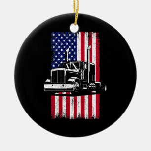 Trucker van Truck Driver American Flag Trucker Keramisch Ornament