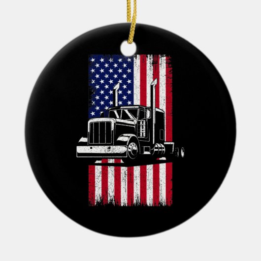 Trucker van Truck Driver American Flag Trucker Keramisch Ornament (Voorkant)