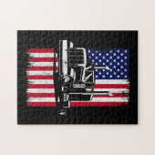 Trucker van Truck Driver American Flag Trucker Legpuzzel (Horizontaal)