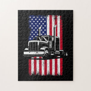 Trucker van Truck Driver American Flag Trucker Legpuzzel