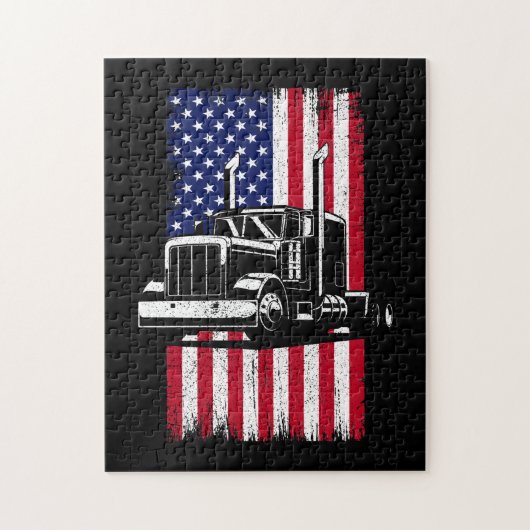Trucker van Truck Driver American Flag Trucker Legpuzzel (Verticaal)