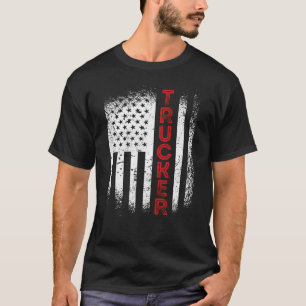 Trucker van Truck Driver Us American Flag Patrioti T-shirt