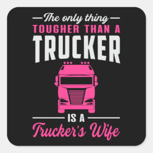 Trucker Vrouw Liefde Truck Truckers Vrouw Grappig  Vierkante Sticker