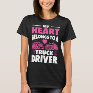 Trucker Vrouw Mijn hart is van een vrachtwagenchau T-shirt