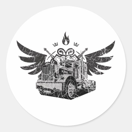 Trucker Wings Ronde Sticker (Voorkant)