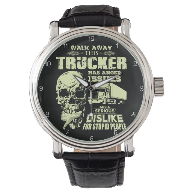 Trucker With Anger Issues Skull Horloge (Voorkant)