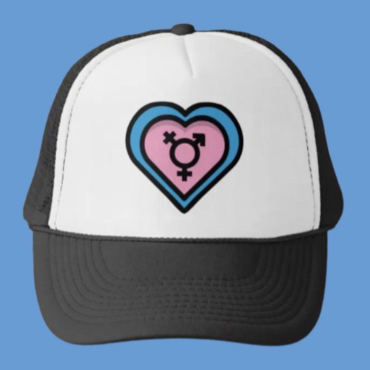 Truckerhoed met hart van Trans Pride Trucker Pet