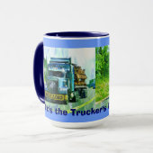 Trucker's Big Rig Blue Truck Pit Stop Mok (Voorkant links)