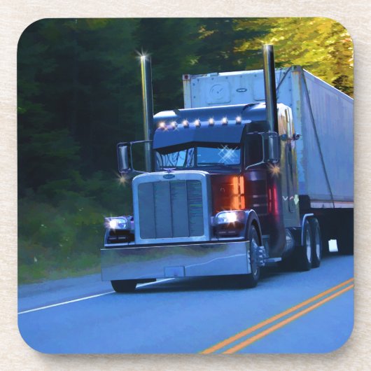 Truckers, Big Rig Cargo Truck Art Bier Onderzetter (Voorkant)