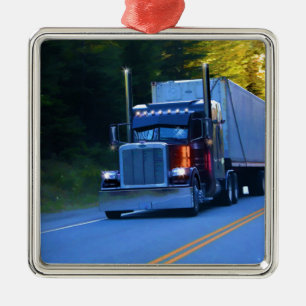 Truckers, Big Rig Cargo Truck Art Metalen Ornament