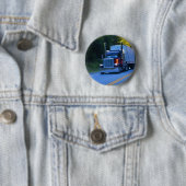 Truckers, Big Rig Cargo Truck Art Ronde Button 5,7 Cm (In situ)