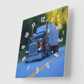 Truckers, Big Rig Cargo Truck Art Vierkante Klok (Hoek)
