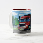 Truckers Big Rig Cargo Truck Coffee Mok (Voorkant links)