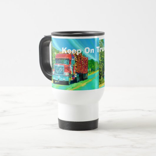 Truckers Big Rig Logging Truck Coffee Mok (Voorkant links)