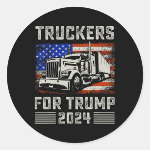 Truckers For Trump Amerikaanse Vlag - Trump Vintag Ronde Sticker