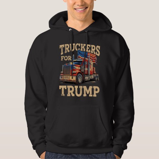 Truckers for Trump – Red Rig & Flags Hoodie (Voorkant)