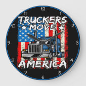 Truckers Move America: Distressed Flag Style Grote Klok (Voorkant)