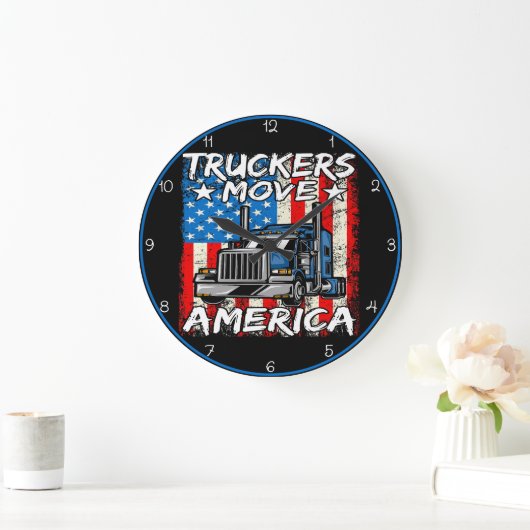 Truckers Move America: Distressed Flag Style Grote Klok (Huis)