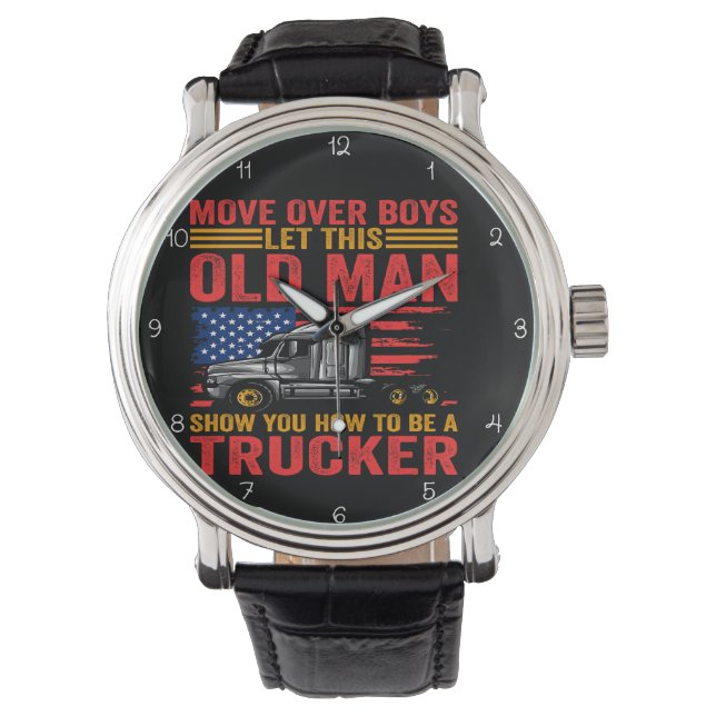 Truckers Move America: Flag Background Horloge (Voorkant)