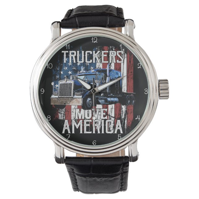 Truckers Move America Patriotic Horloge (Voorkant)