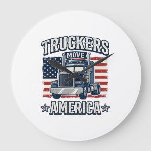 Truckers Move America Vintage Truck T-shirt Ontwer Grote Klok