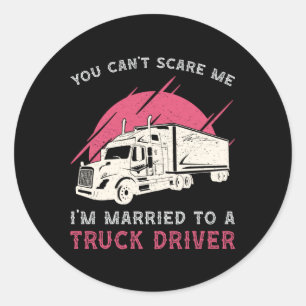 Truckers vrouw Ik ben getrouwd met een vrachtwagen Ronde Sticker