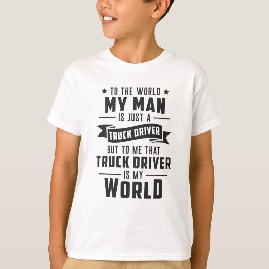 Truckers vrouw mijn Man is gewoon een vrachtwagenc T-shirt (Voorkant)