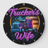 Trucker's vrouw: Neon Flag Glow Grote Klok (Voorkant)
