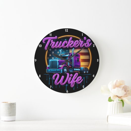 Trucker's vrouw: Neon Flag Glow Grote Klok (Huis)
