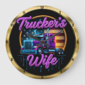 Trucker's vrouw: Neon Flag, Gold Rim Grote Klok (Voorkant)